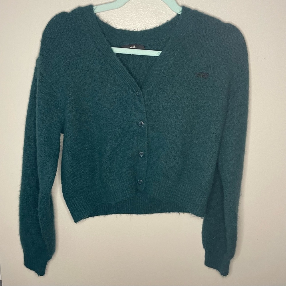 Vans Deep Teal Flying V Cropped Cardigan sz M